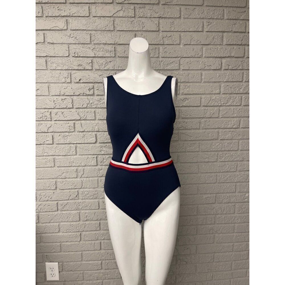 Tommy Hilfiger Woman Navy Cut-Out One Piece Swimwear Size 8